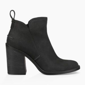NEW Ugg Australia "Pixley" Nubuck Leather Block Heel Ankle Booties Minimalist 7